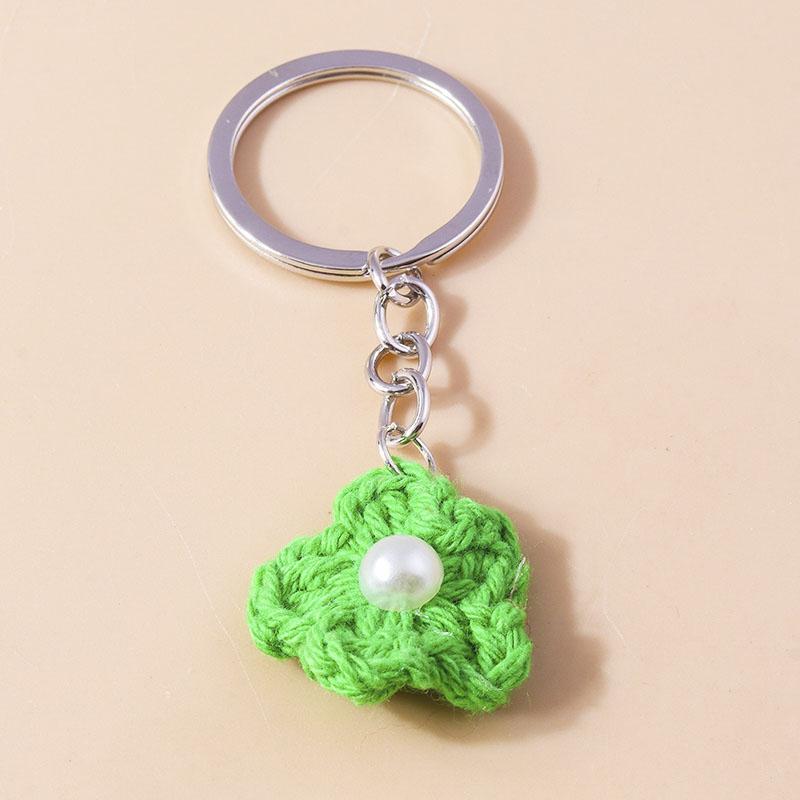 Aihua Knitted Sunshine Sunflower Keychain Keyring For Women Girl Cute Crocheted Flower Pendant Car Key Ring Handbag Gifts