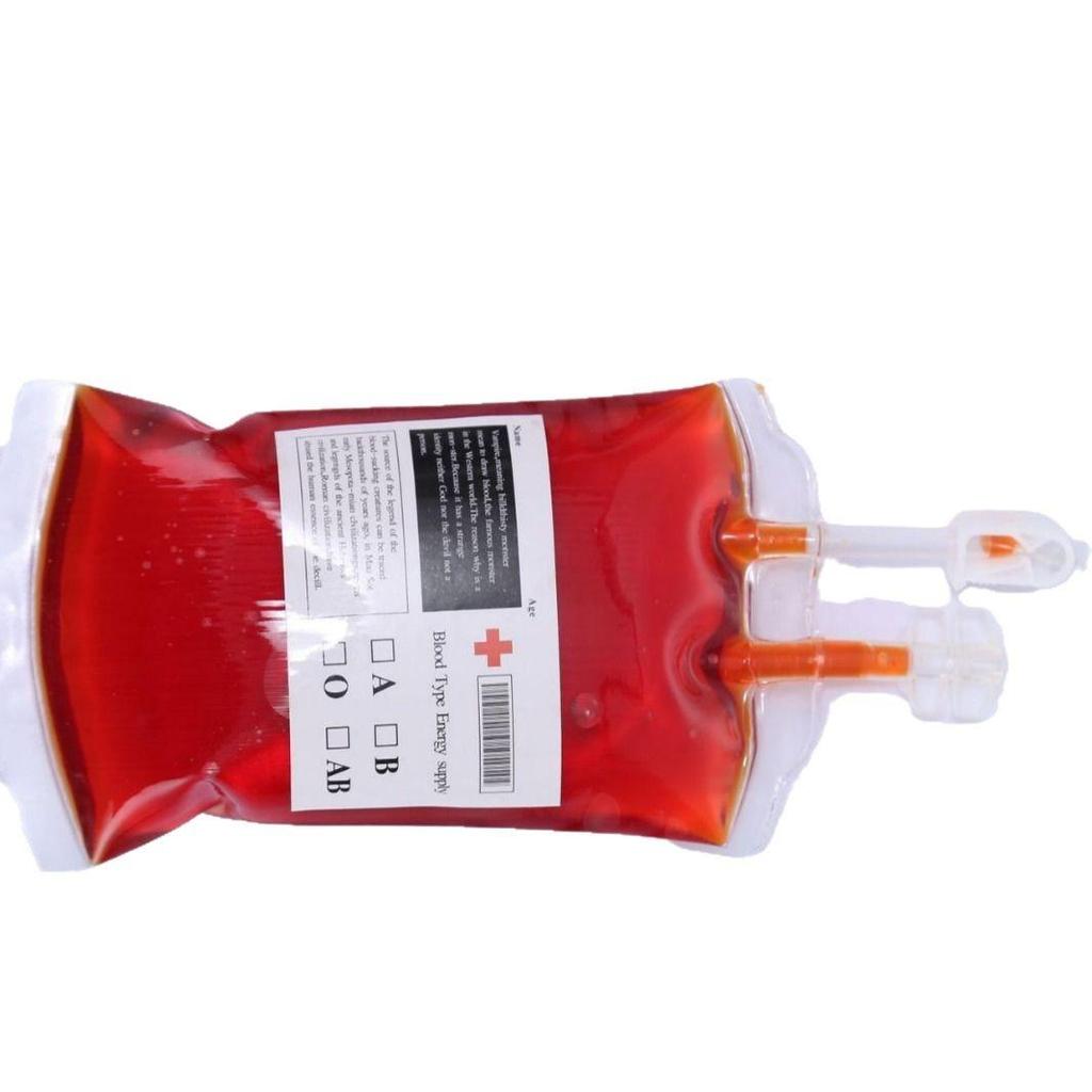 Halloween Double Tube Blood Bag Drink Pouch 350ml - PVC Plasma/Beer Prank Bag