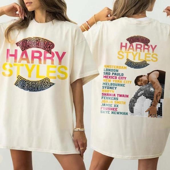 2026 Summer Hot Sale Harry Retro Music Together Tour Dates 2026 T Shirt Men Women Vintage Top Hip Hop Streetwear Oversized T-shirt