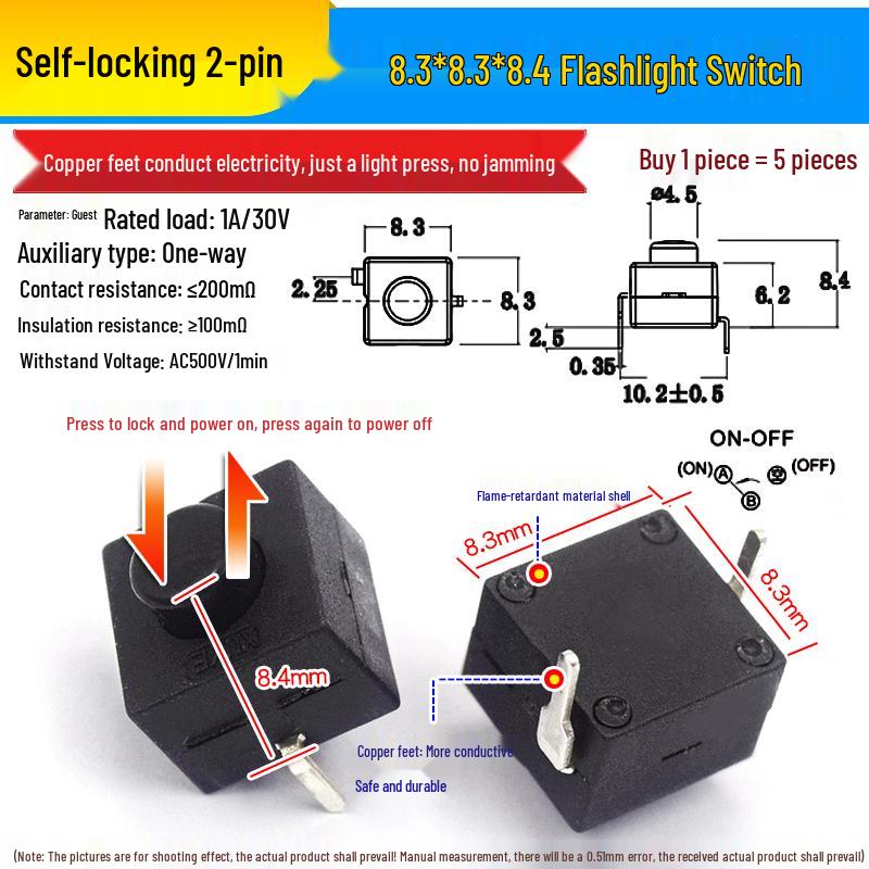 High-Brightness Self-Locking Mini Push-Button Power Switch