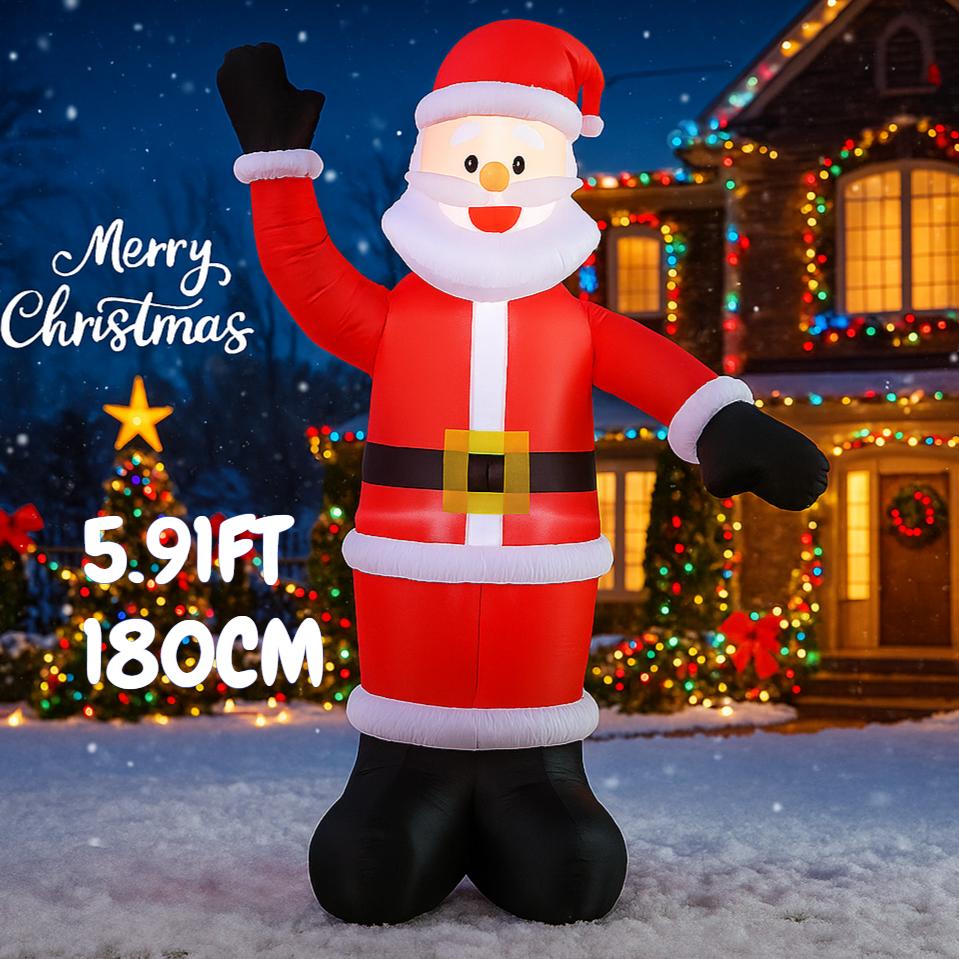 5.91FT Inflatable Toy Santa Claus Christmas Decorations for Yard With LED Lights Xmas Supplies Home Decoration Ornaments Gifts