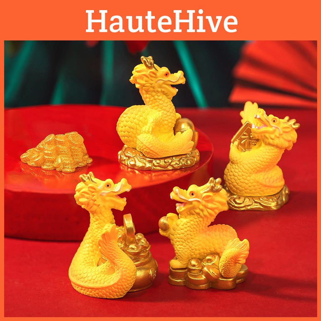 Premium Golden Dragon Desktop Decor With Auspicious Symbols For Car Or Home