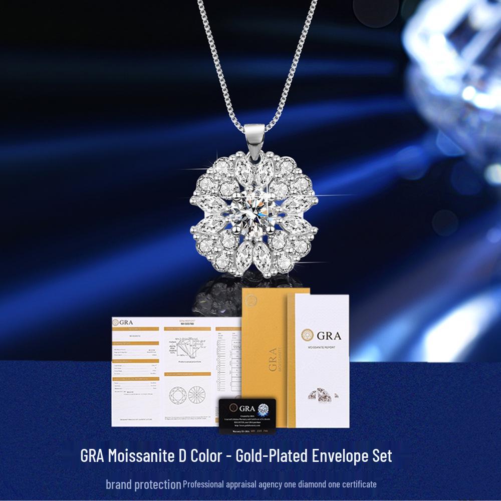 Luxury Moissanite 1-Carat Pendant Necklace in S925 Sterling Silver