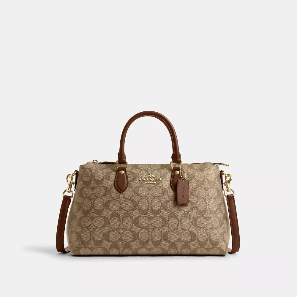 

Сумка Coach Georgia из канвы Signature, седло цвета хаки, золотого цвета 2