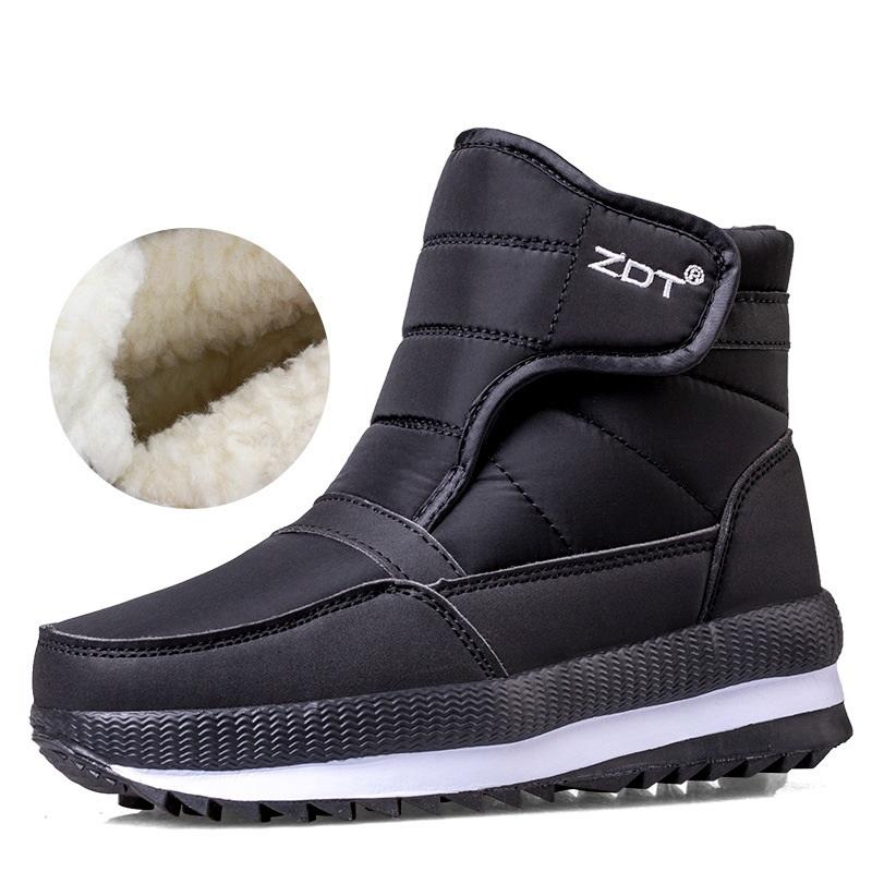 Thickened Middle Aged Elderly Womens Anti Skid Cotton Boots Plush Warm Casual Snow Boots Comfortable Winter