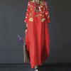 Women Long Dress Round Neck 45720 Sleeves Loose Floral Print Fashion Outfits
