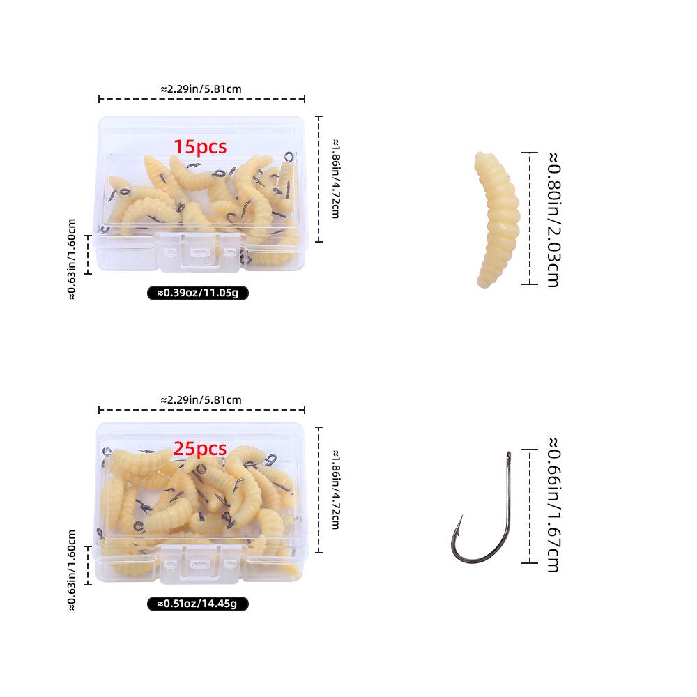 Žlutá bionická moučná červ měkká nástraha s háčkem pro rybaření