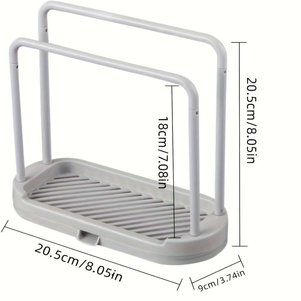 Space-Saving White Plastic Kitchen Sink Organizer - Multi-Functional Towel and Sponge Holder with Drainage Rack, Suitable for Stalls and Home Use