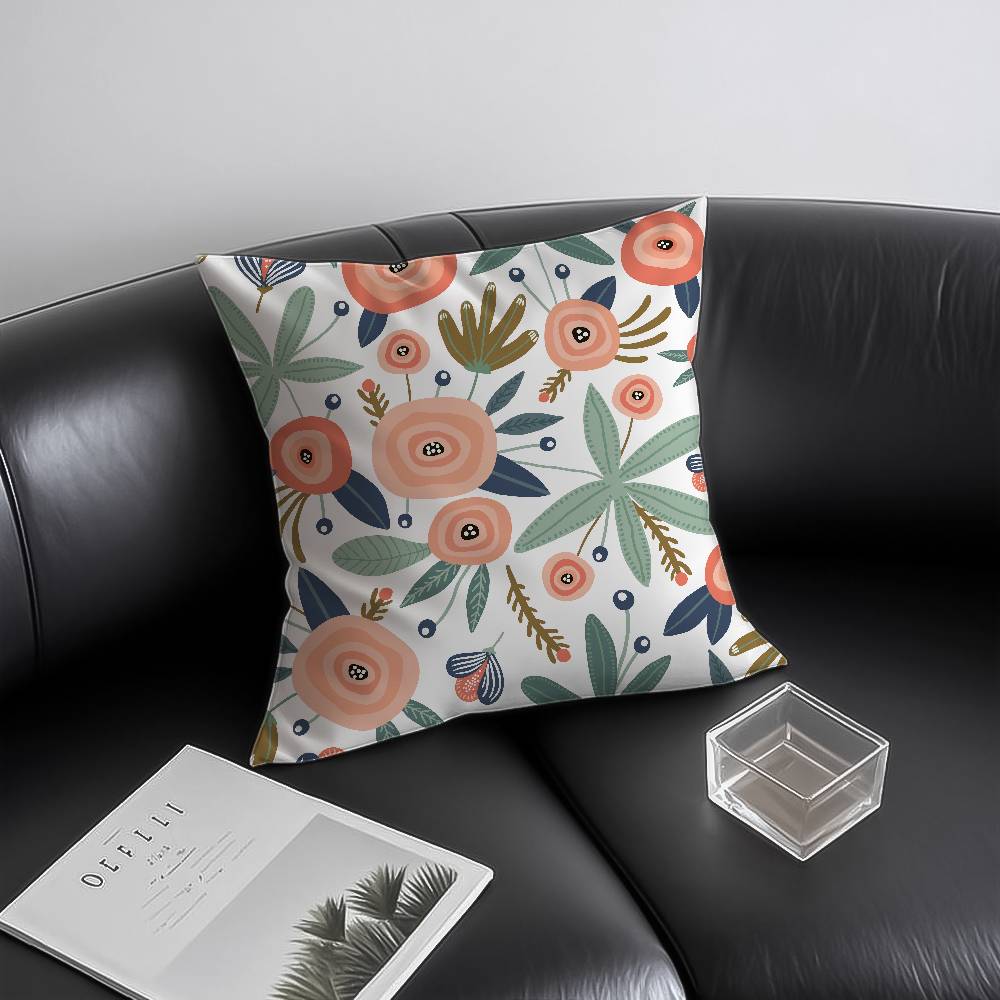 Spring and Summer Floral Pillow Case Anti-dustmite Invisible Zipper Sofa Bed