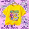 New K Pop Demon Huntersd T-shirt for Children Cartoon Birthday Number Printed T Shirts Girls Short Sleeves Tops Kids Clothing