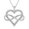 Zircon Heart Pendant Necklace with Smooth Figure-Eight Form, Polished Alloy Construction Neckchain, and Electroplated Finish