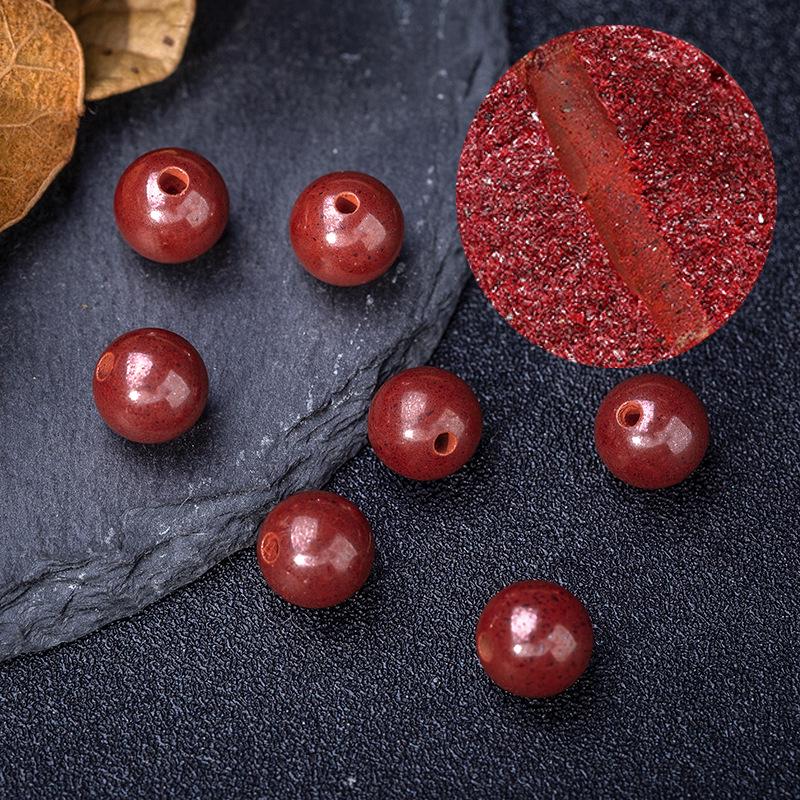 Rohcinnabar Perlen mit hohem Gehalt - Unpolierte runde Perlen