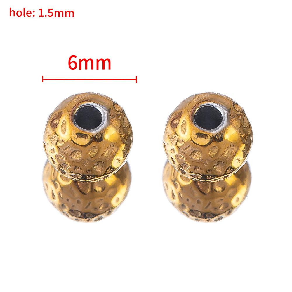 20PCS Stainless Steel Gold Plated Round Oval Dots Texture Small Spacer Beads for Needlework DIY Bracelet Jewelry Making Craft
