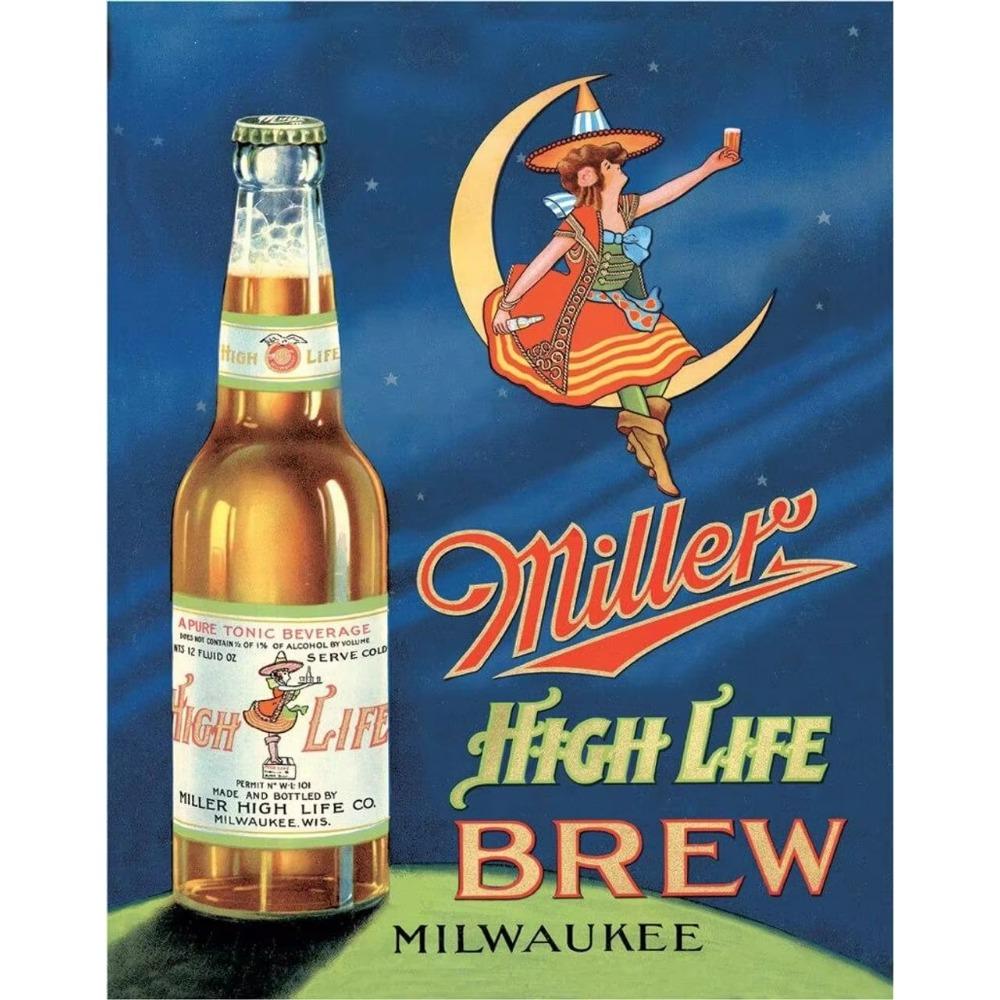 Desperate Enterprises Welcome To the High Life Miller High Life Tin Sign Nostalgic Vintage Metal Wall Art Decor for Home Room