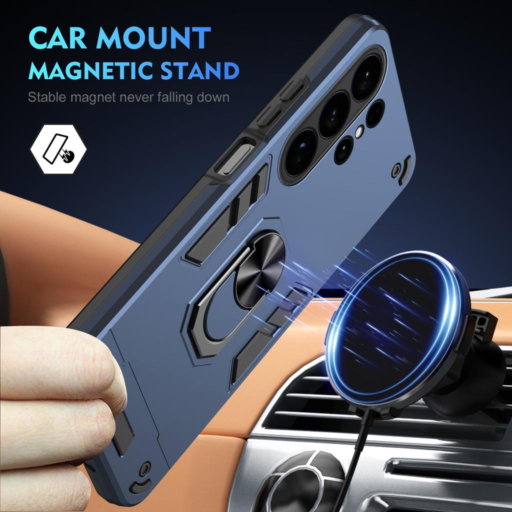 Magnetic Metal Ring Phone Case For Samsung S26 Ultra S25 Plus S24 S23 A36 A56 A17 A07 Silicone Lens Protector Shockproof Cover