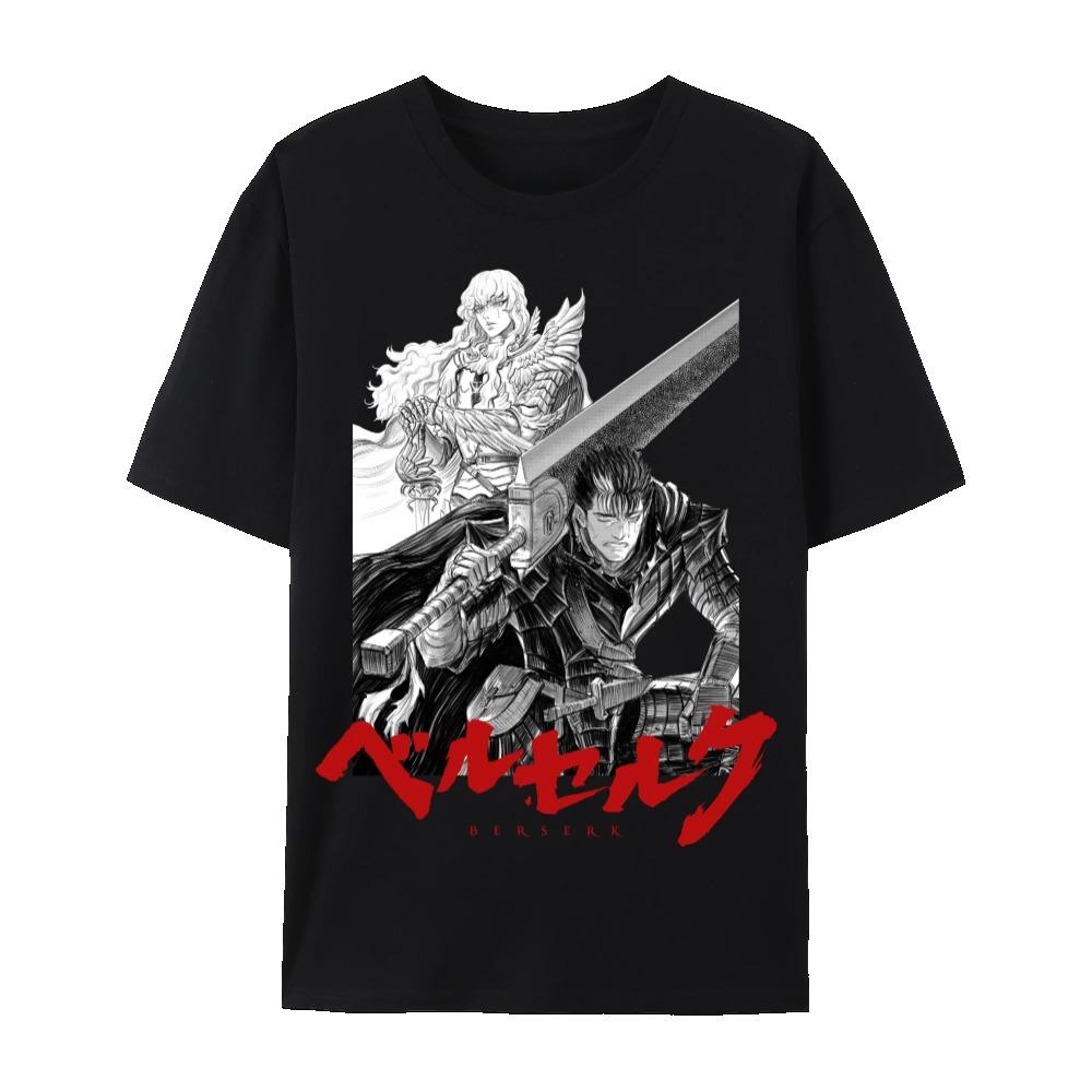 Tricou Grafic din Bumbac Berserk Gess & Griffith, Anime Japonez Unisex Mânecă Scurtă Gât Rotund