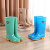 High rain boots rain shoes women's adult water shoes non-slip beef tendon sole fleece thermal overshoes rubber shoes wear-resistant work winter