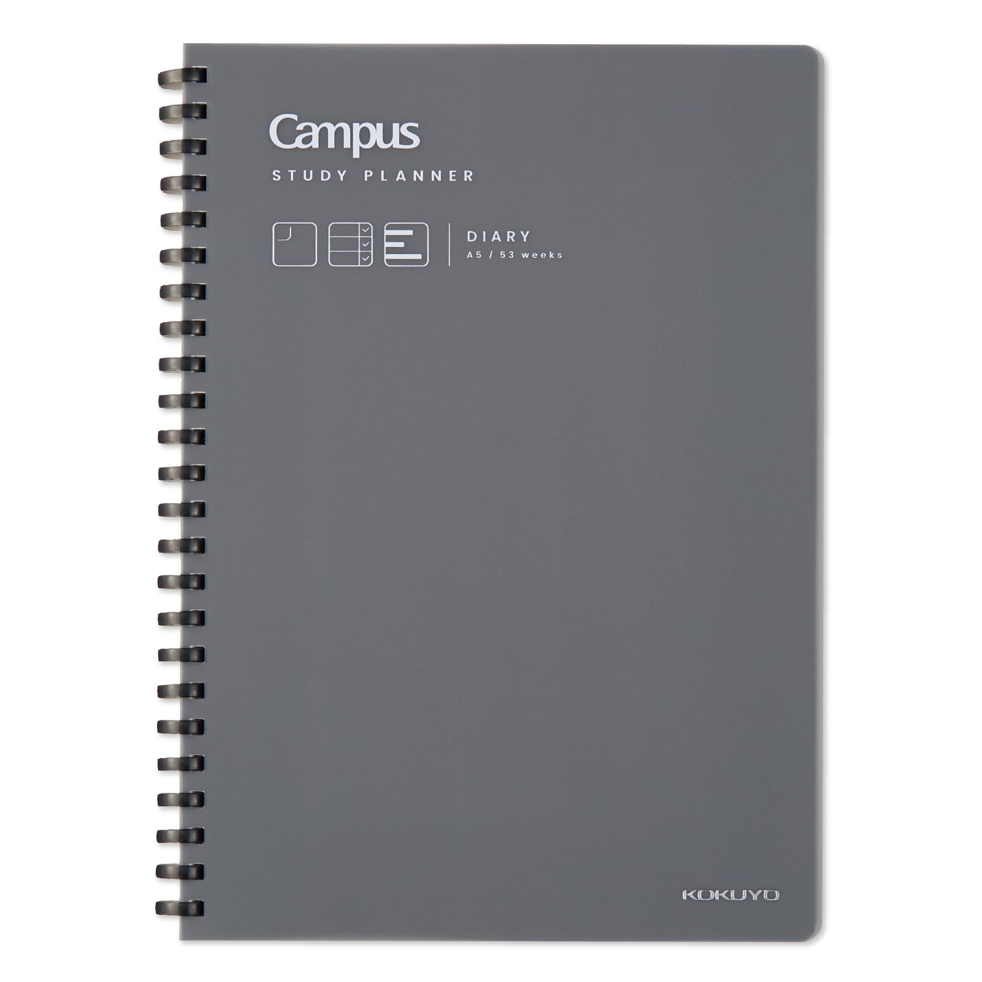 

Kokuyo Campus Study Dark for Organizing Your Goals and Study Plans Diary, Planner, A5, Gray, AMNI-SY138-DM,