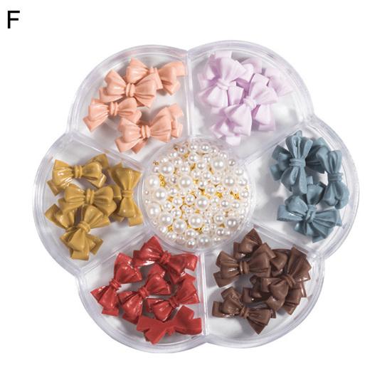 1 Box Nail Art Bows Three-dimensional Paste Easily DIY Resin Bow Faux Pearl Mixed Plum Blossom