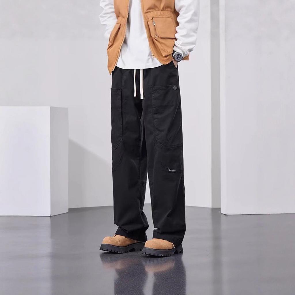 Big Pocket Overalls Men's Youth Work Pants Labor Pants Trend Loose Casual Straight Pants