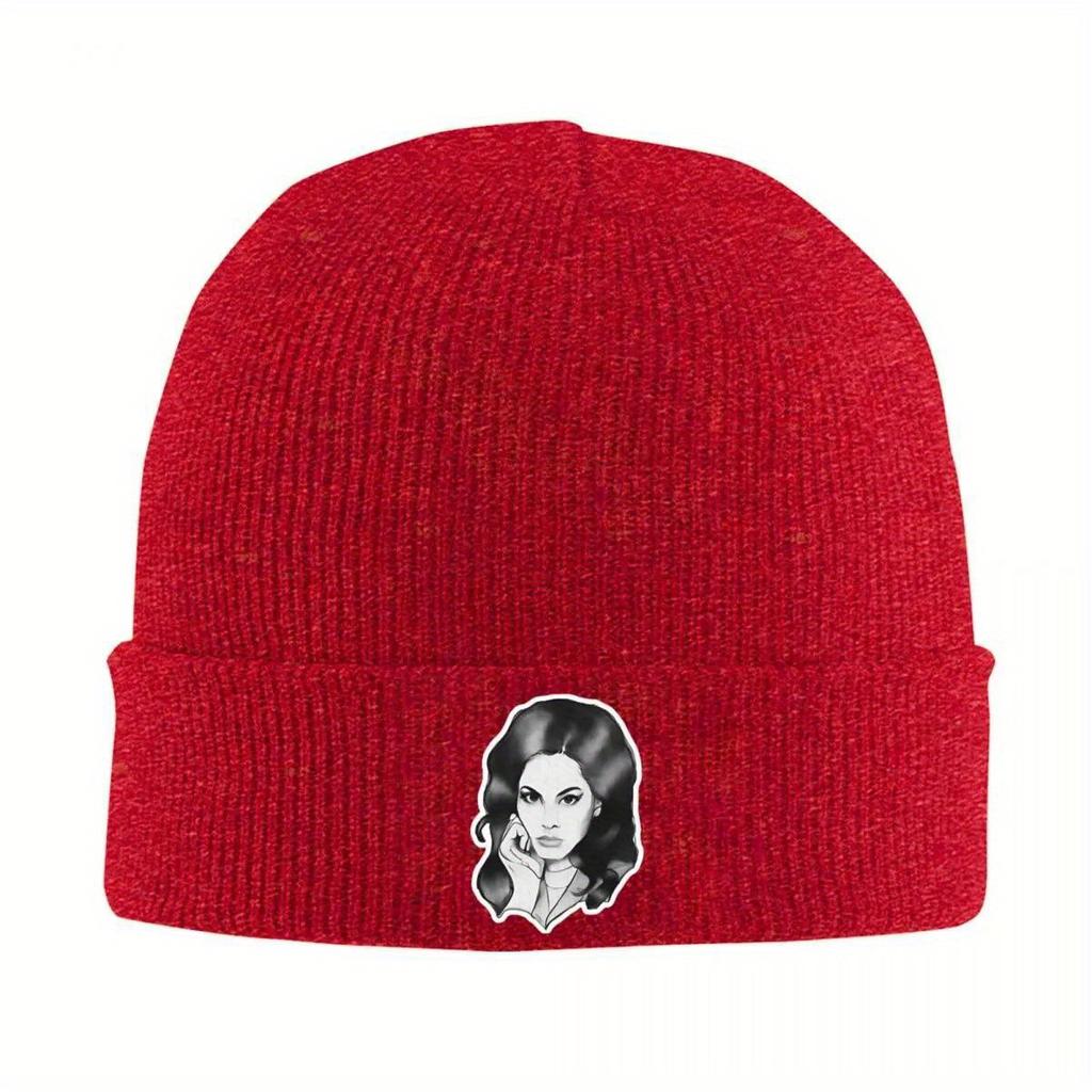 Lana Del Rey Pencil Drawing Sticker Knitted Hat for Women Men Beanie Autumn Winter Hats Ultraviolence Music Album Casual Caps