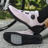 Chaussures de Vélo VTT Femme Chaussures à Pédales Plates Chaussures de Vélo Baskets de Vélo de Route Vitesse Chaussure à Crampons Spd avec Chaussure de Vélo de Montagne rose