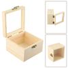 1 Pc Wooden Square Hinged Storage Boxes Craft Storage Container Dust Jewelry Box