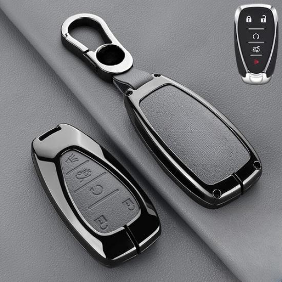 Leather Zinc Alloy Car Key Fob Case Cover For Chevy Malibu Camaro Cruze Equinox