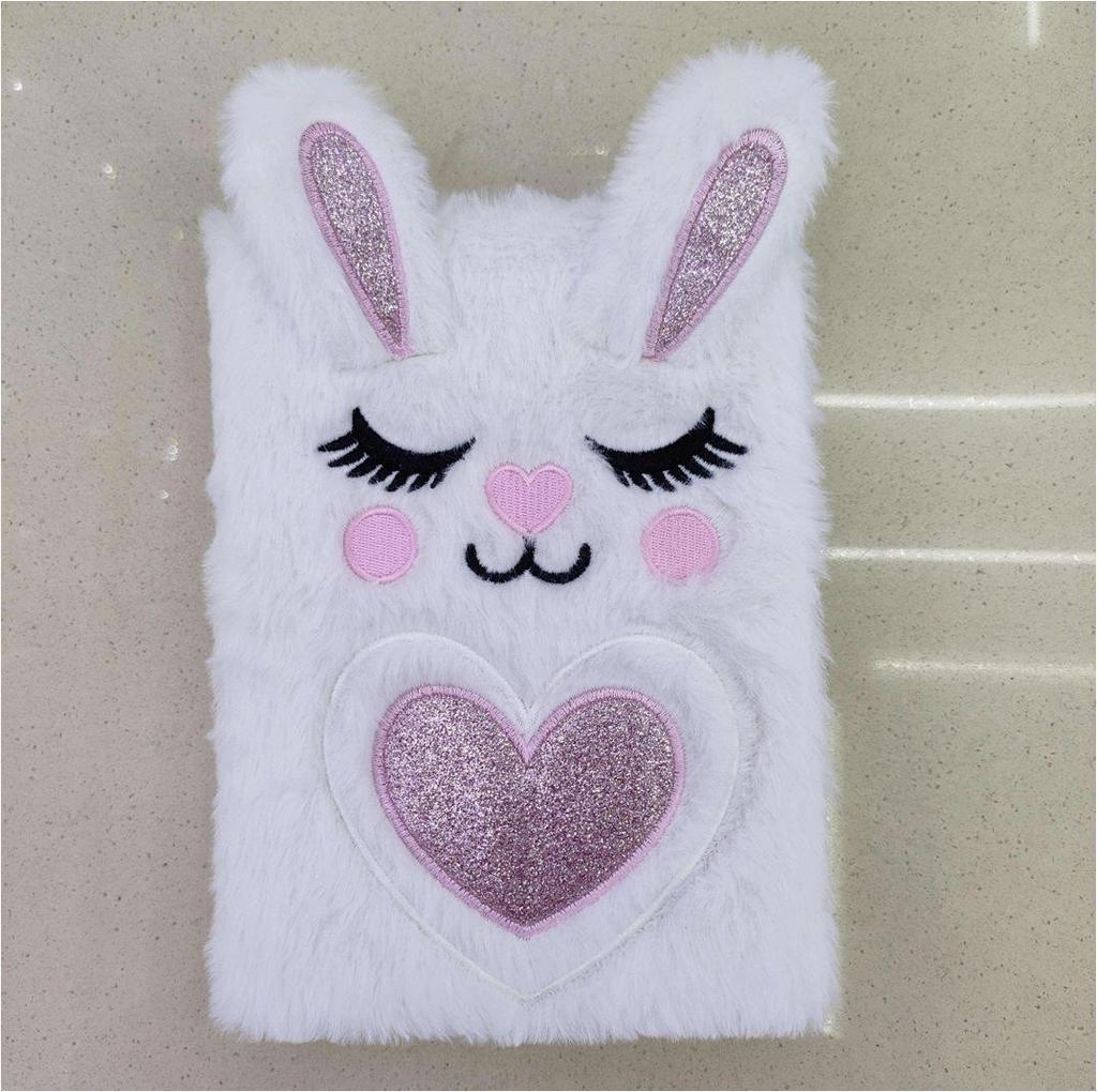 Embroidered Cute Cartoon A5 Plush Notebook - Great Gift for Students and Planners