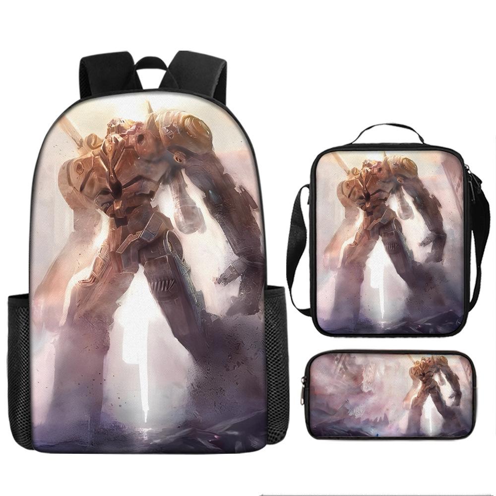 Pacific Rim schoolbag, primary and secondary school students, boys, mecha war, monster backpack, kindergarten burden reduction three-piece set