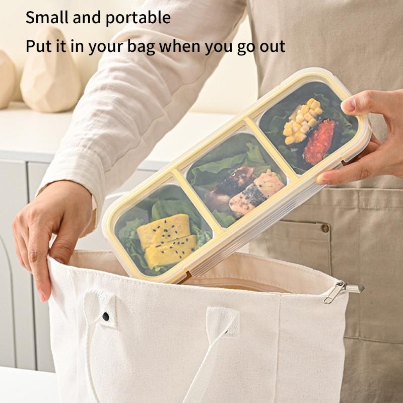 Stainless Steel Bentos Box with Plastic Lid Multi Compartment Design Leak Proof Lunch Container For Work Travel