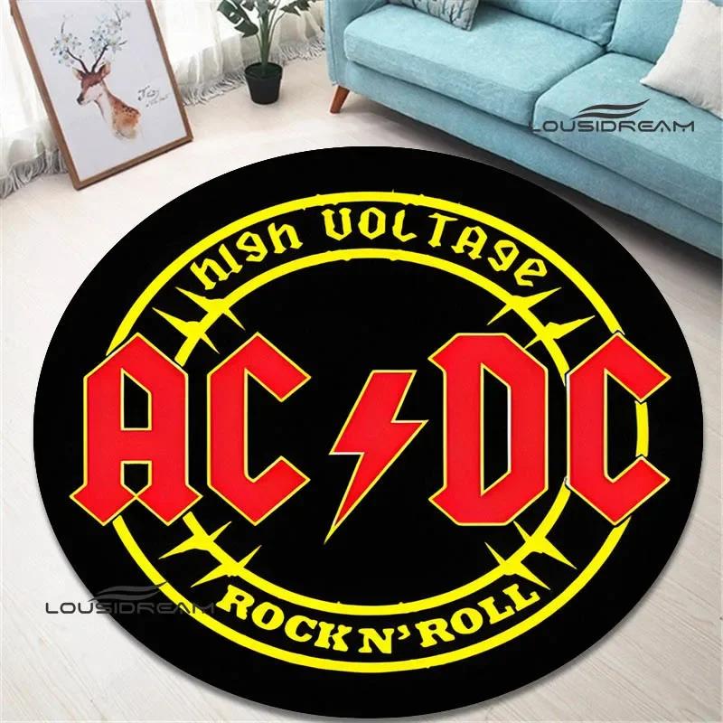 3D Rock Band AC/DC Retro Printed Round Carpet Bedroom Beautiful Carpet Non -slip Door Pad Floor Mats Area Rug Birthday Gift