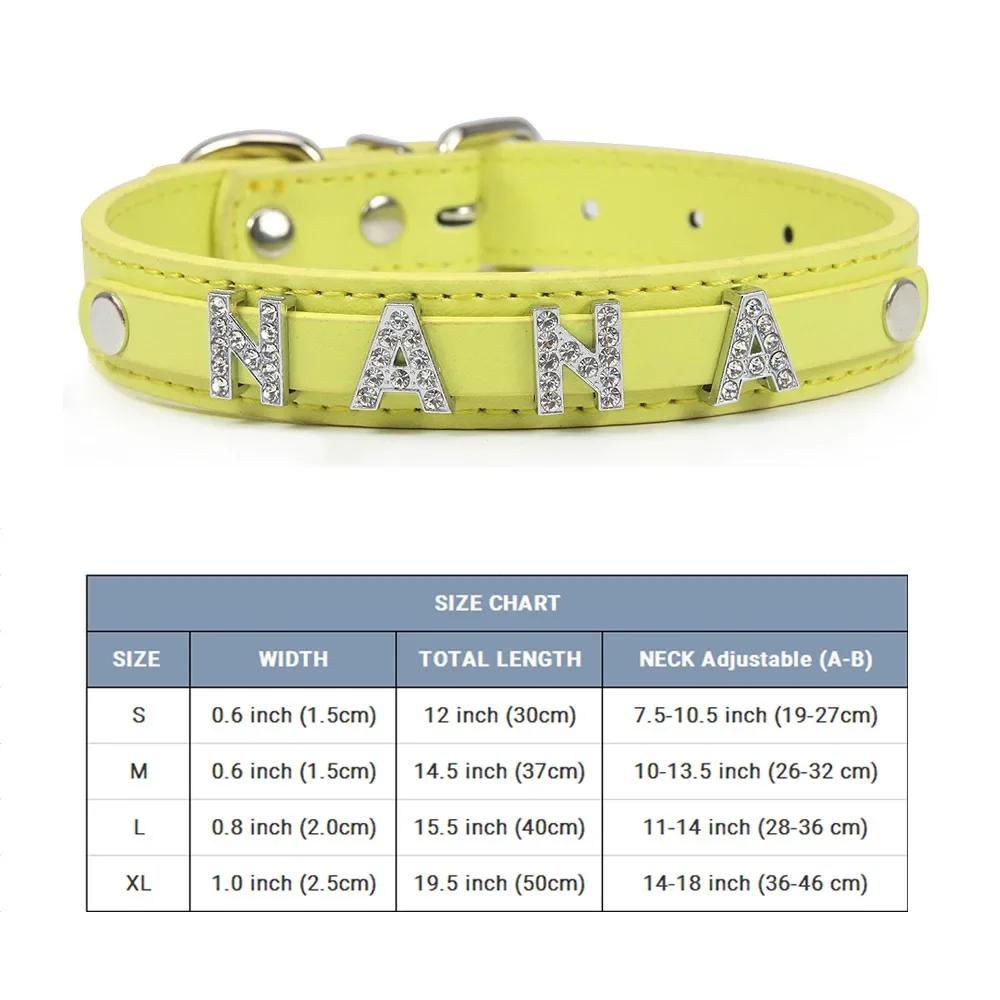 (Lettera Gratuita con Strass Bling)Collare Personalizzato in Pelle per Gatto Cane Collari per Cuccioli per Cani Piccoli Medi Target Nome ID Personalizzato