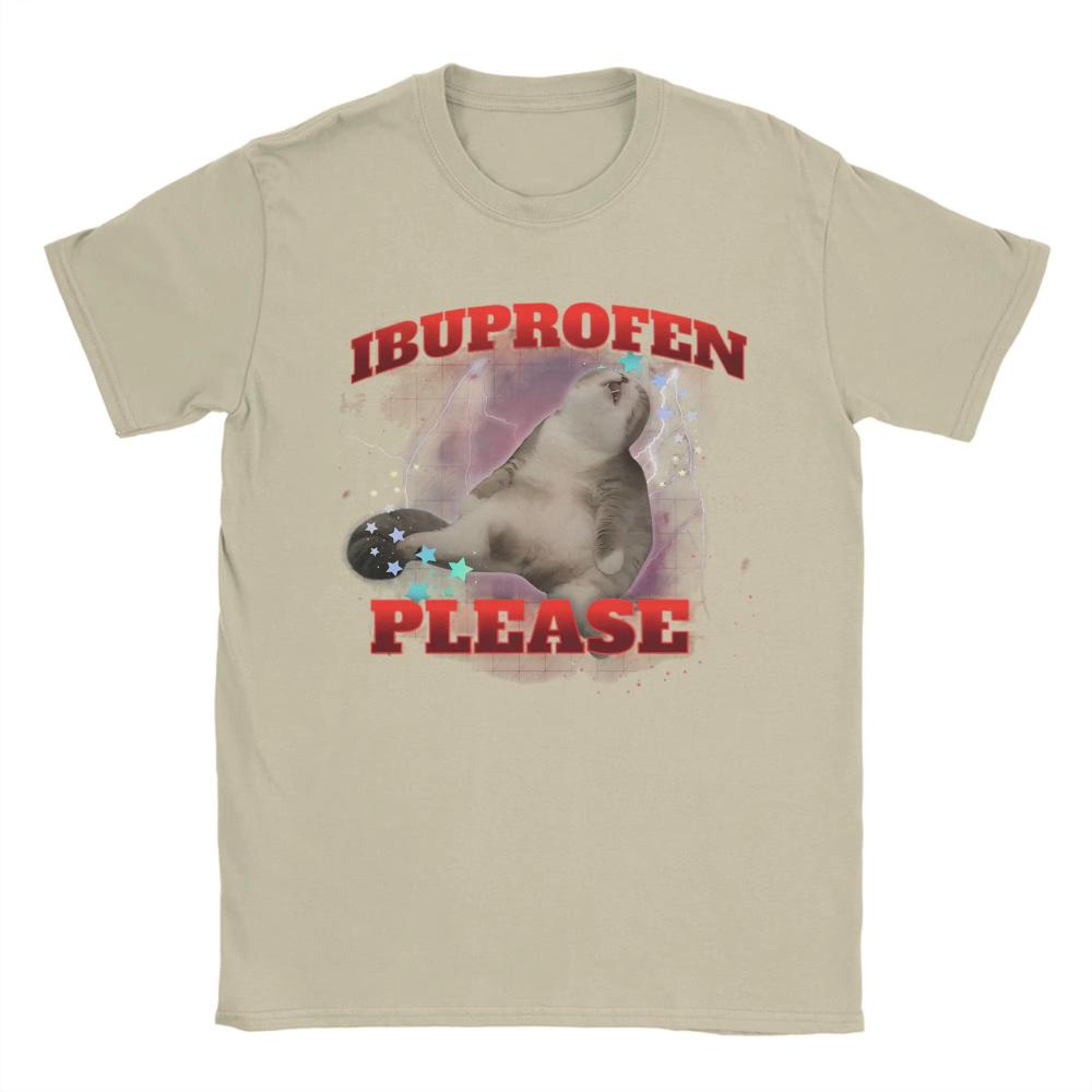 Ibuprofen Cat Meme Printed T-Shirt Summer Cotton T Shirts for Men Women Harajuku Casual Tee Shirt Short Sleeve Streetwear Tops