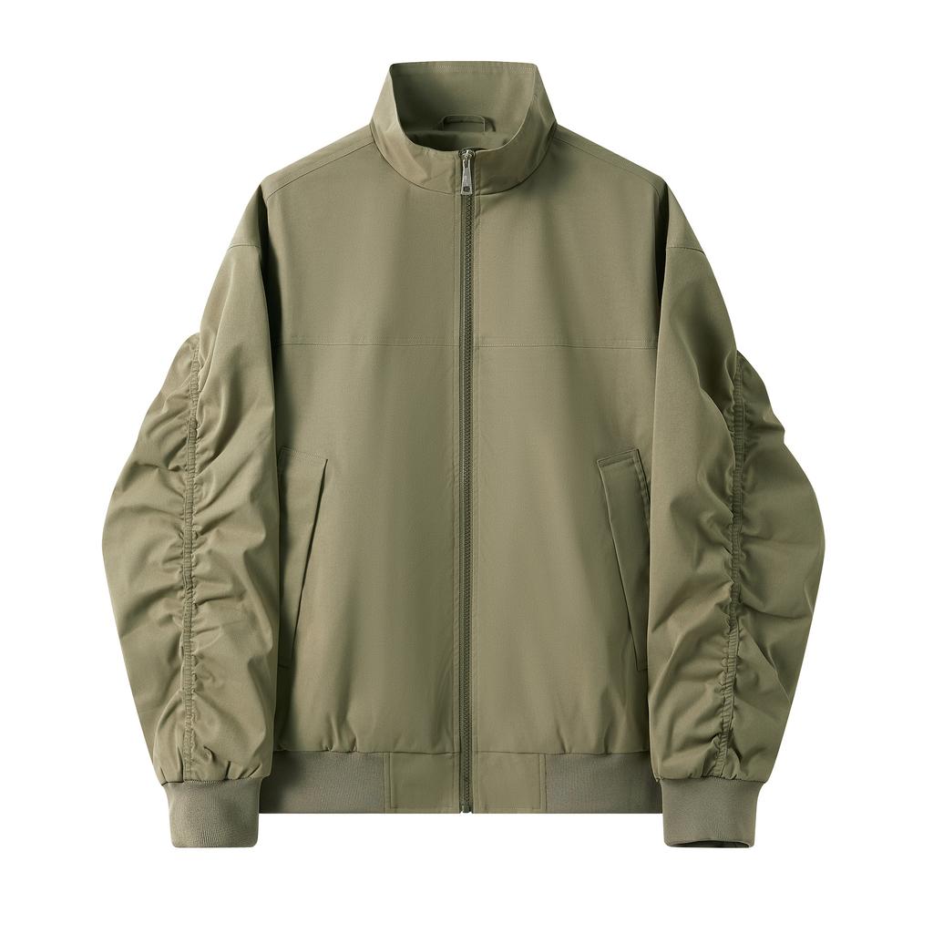 Pánská nová neformální bunda v americkém stylu Jaro Podzim Jednobarevná Trendy Retro Pracovní Pilotní bunda se stojáčkem