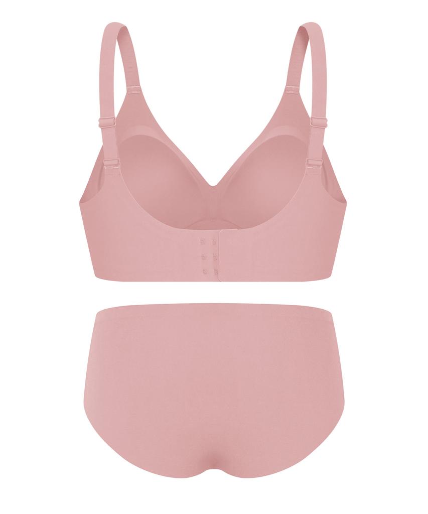 Elleuineoweeo [Glamour Fit] Shading Bra & Panty Set - Pink