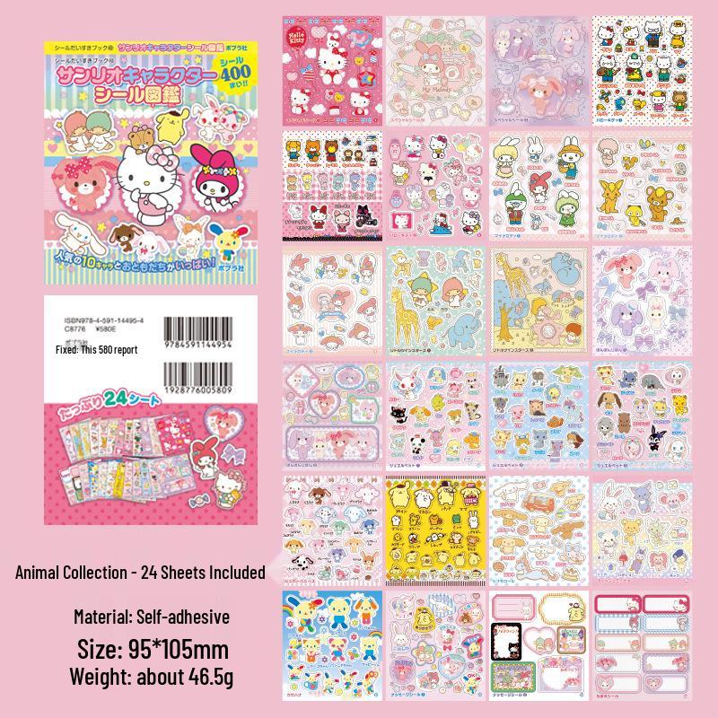Korean SL-20 Sticker Book: Melody, Cinnamoroll, Pompompurin Planner Decorations