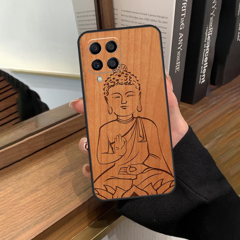 Buddha Jesus Guadalupe Wood Case For Samsung Galaxy M56 M06 M16 M36 M52 M32 M12 M54 M34 M14 M35 M55 M15 M11 M31 M13 M53