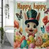 Happy Easter Bunny Eggs Floral Butterfly Shower Curtain, Bathroom Decorative Shower Curtain, Waterproof Shower Curtain with Hook