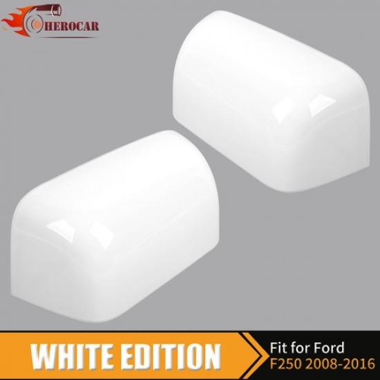 2x White Half Mirror Cover Trim For Ford F250 F350 F450 F550 Superduty 2008-2016