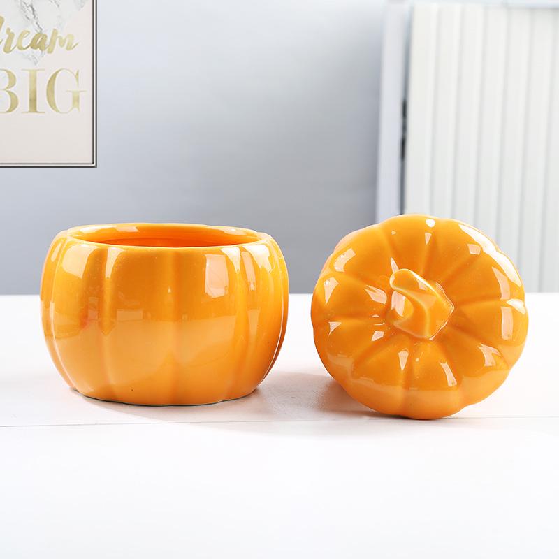 Ceramic Pumpkin Tea Can & Candy Jar: Exquisite Sealed Storage for Snacks, Dried Fruit & Tea, Perfect Table Ornament