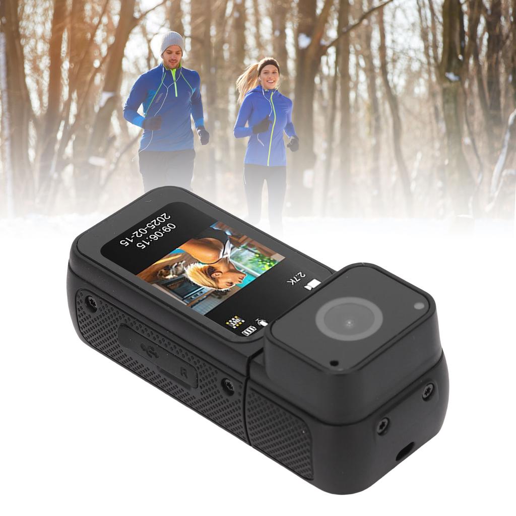 2.7K Thumb Action Camera Wearable Portable Camcorder with Magnetic Lanyard 180 Degree Rotation POV Recording for Work Travel Pet Walk