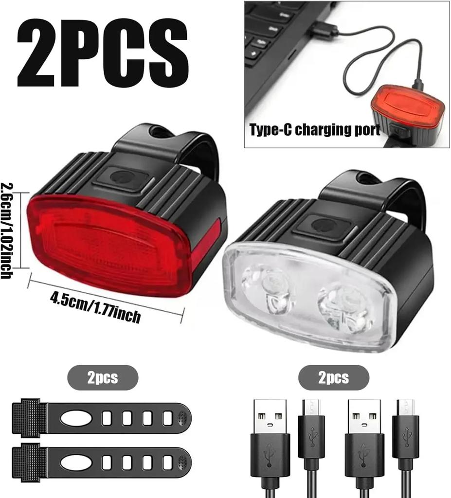 Bicycle Light USB Rechargeable Bicycle LED Waterproof Headlight Taillight Bright Flashlight Outdoor Night Cycling Accessories