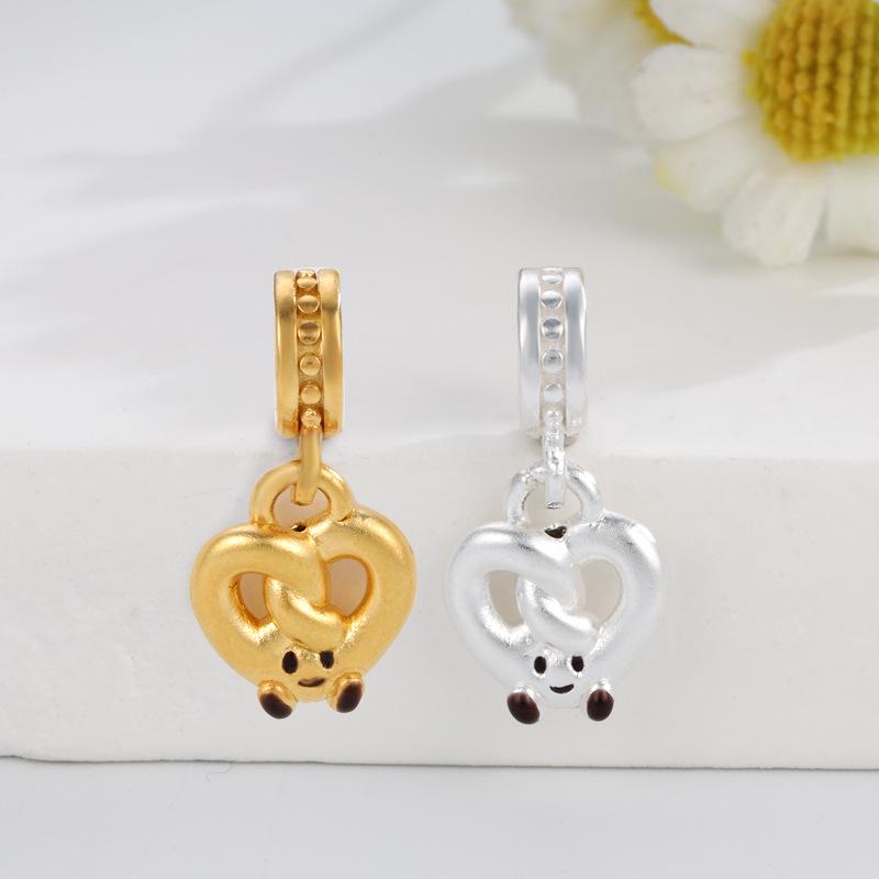 S925 Sterling Silver Painted Luck Bead DIY Jewelry Accessories with Water Knot Design and Handmade Braided Rope
