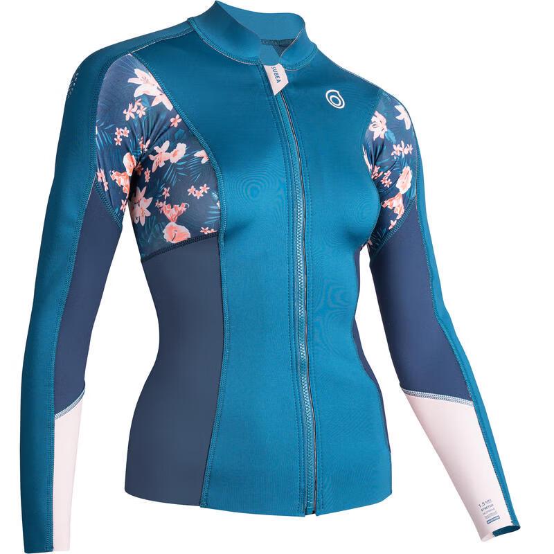 Decathlon Women s Long Sleeve Two-Piece Rash Guard for Diving & Surfing M