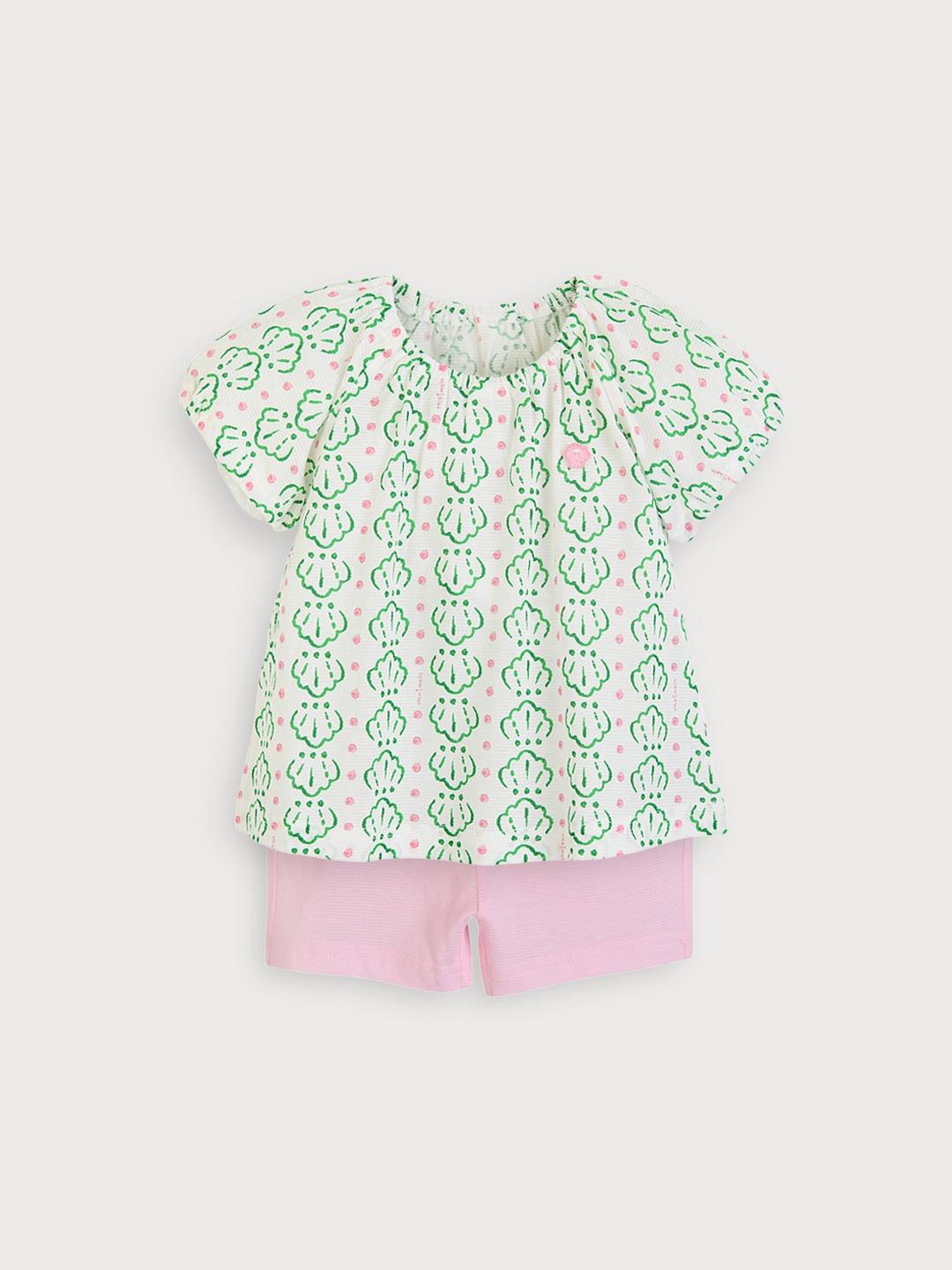 My Shell Pink Toddler Rayon Jacquard Short Sleeve T-Shirt and Shorts Summer Pajama Loungewear Set 70