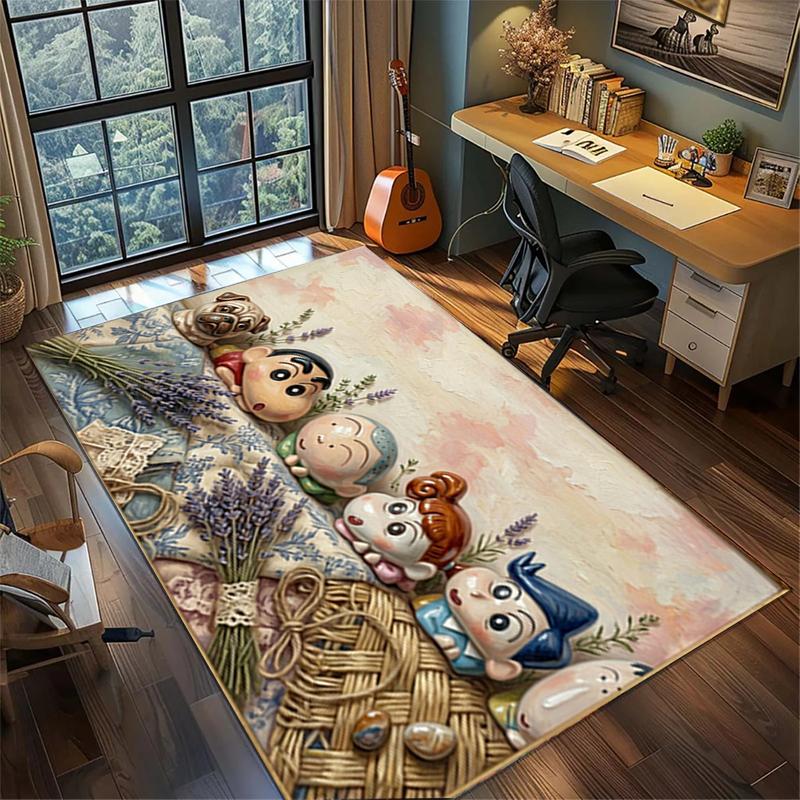 Crayon Shin-chan Area Floor Mat Non Slip Washable Large Rug Gamer Room Bedroom Decor