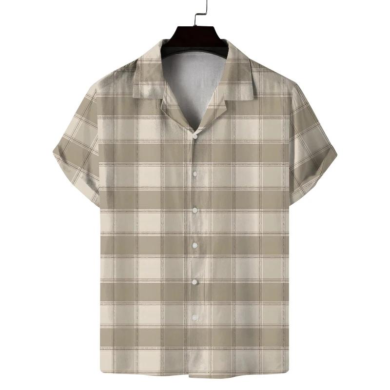 New Summer Shirt Men's Short-sleeved Plaid Design Casual Commuting Fashion All-match Personality Breathable Daily