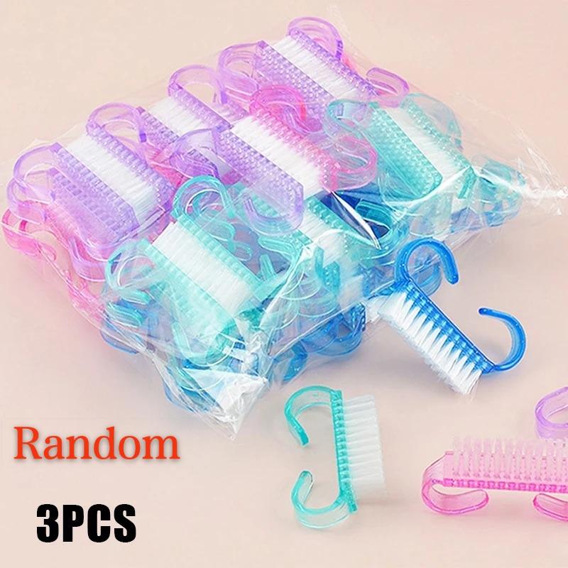 Plastic Nail Brushes Mix Color Nail Hand Scrubbing Cleaning Brush Dust Cleaner Nail Art Manicure Soft Remover Tools