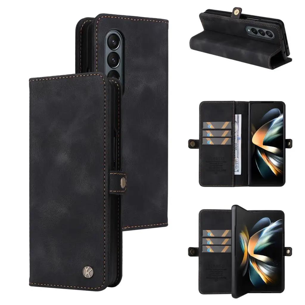 Shockproof Case For Samsung Galaxy Z Fold 6 Z Fold 4 Flip Cover Folding Machine Leather Sheath Protective For Sam Z Fold 3 Cover